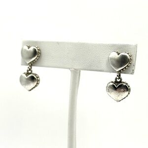 Lagos VINTAGE Silver Double Heart Drop Earrings